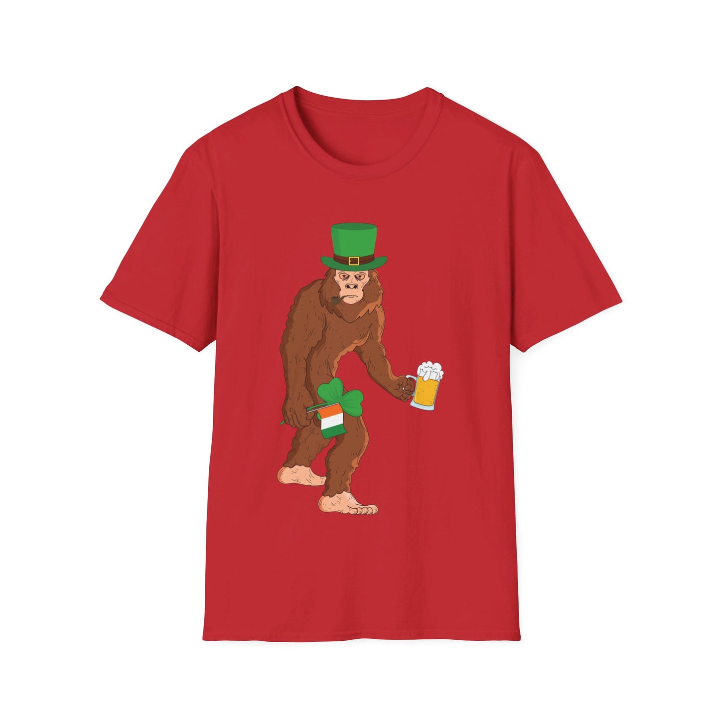 Funny Leprechaun Bigfoot St Patricks Day Sasquatch Irish Flag T-Shirt For Men Women T-Shirt