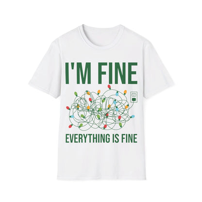 Funny I'm Fine Everything Is Fine Christmas Lights Xmas T-Shirt Men Women