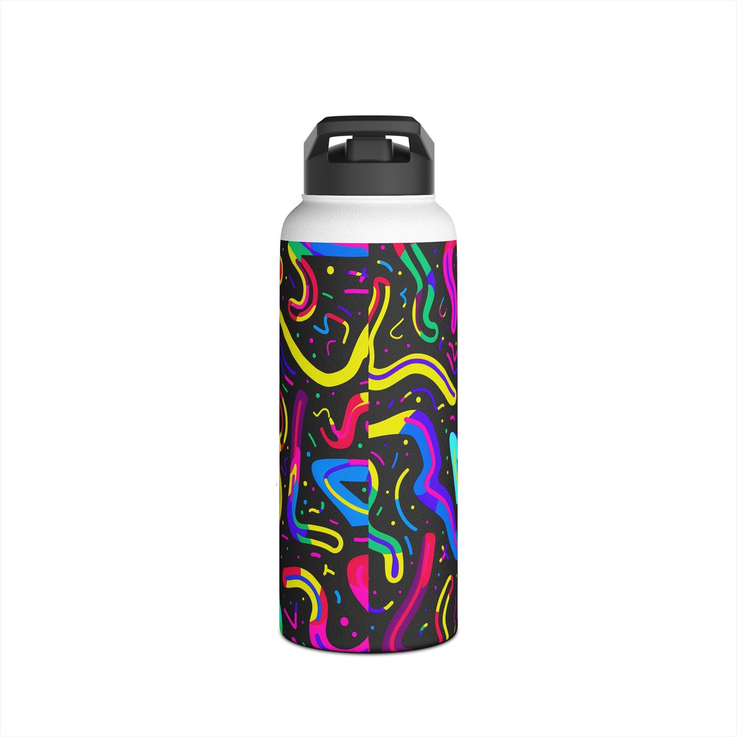 Neon Pattern Stainless Steel Water Bottle with Twist-on Lid and Double-Wall Vacuum Insulation