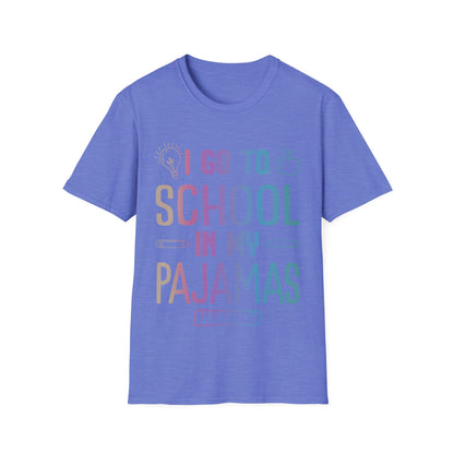 Funny I Go to School in My Pajamas Home School and Online Virtual T-Shirt