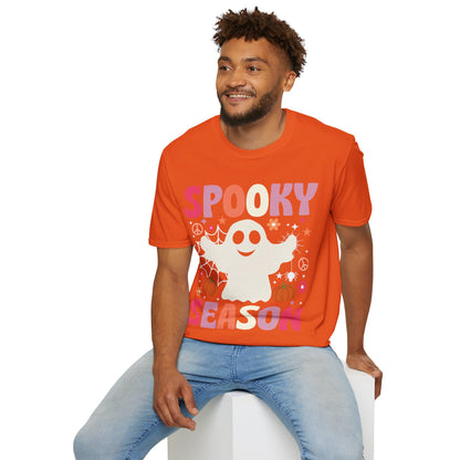 Groovy Spooky Season Cute Ghost Pumpkin Halloween T-Shirt For Men Women Kids