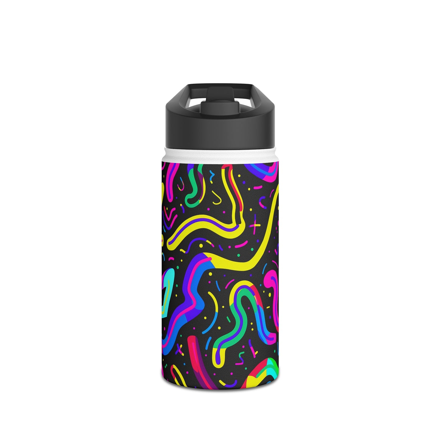 Neon Pattern Stainless Steel Water Bottle with Twist-on Lid and Double-Wall Vacuum Insulation