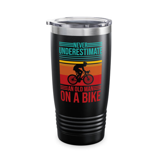 Men's Never Underestimate An Old Man On A Bike Grandpa Grandfather Tumbler For Men Women