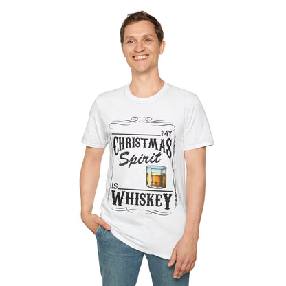 Funny Whiskey Is My Christmas Spirit Xmas Drinking Vintage T-Shirt