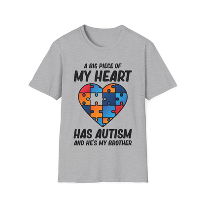 Big Peice Of My Heart Autism Awareness Sister Brother Autistic Kids Awareness T-Shirt