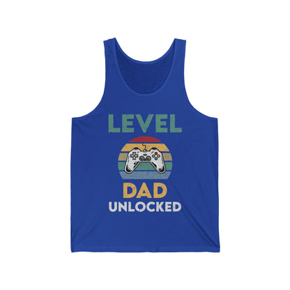 Funny Level Dad Unlocked Soon Dad To Be Fathers Day Gamer Gaming Tank Tops For Men