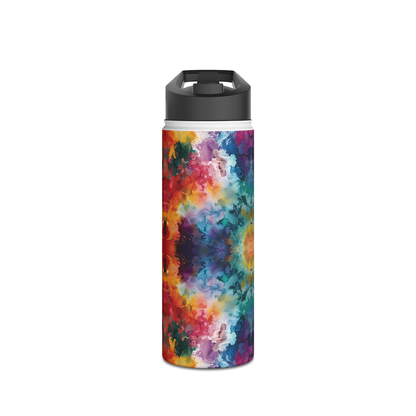 Template Tie-Dye Dream Vibrant Pattern Stainless Steel Water Bottle with Twist-on Lid and Double-Wall Vacuum Insulation