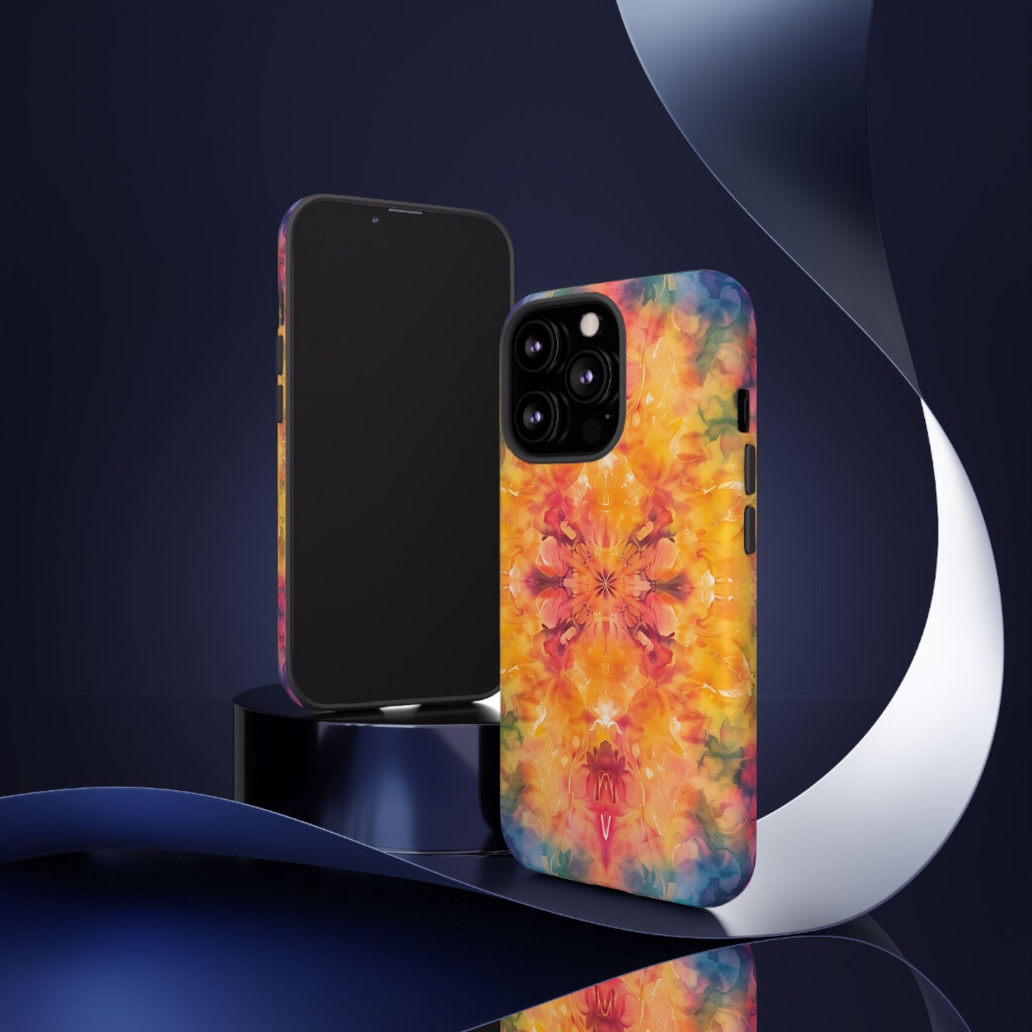 Tie-Dye Dream Pattern iPhone 13 14 15 16 Pro Max Plus Case Wireless Charging Compatible Tough Cases Protection, Magnetic Phone Case for iPhone Classic Series