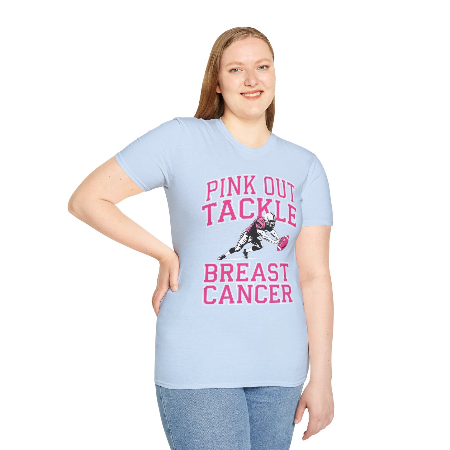 Funny Pink Out Tackle Breast Cancer Awareness American Football T-Shirt For Men Women