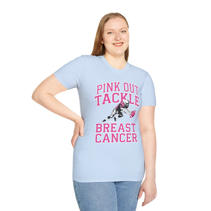 Funny Pink Out Tackle Breast Cancer Awareness American Football T-Shirt For Men Women