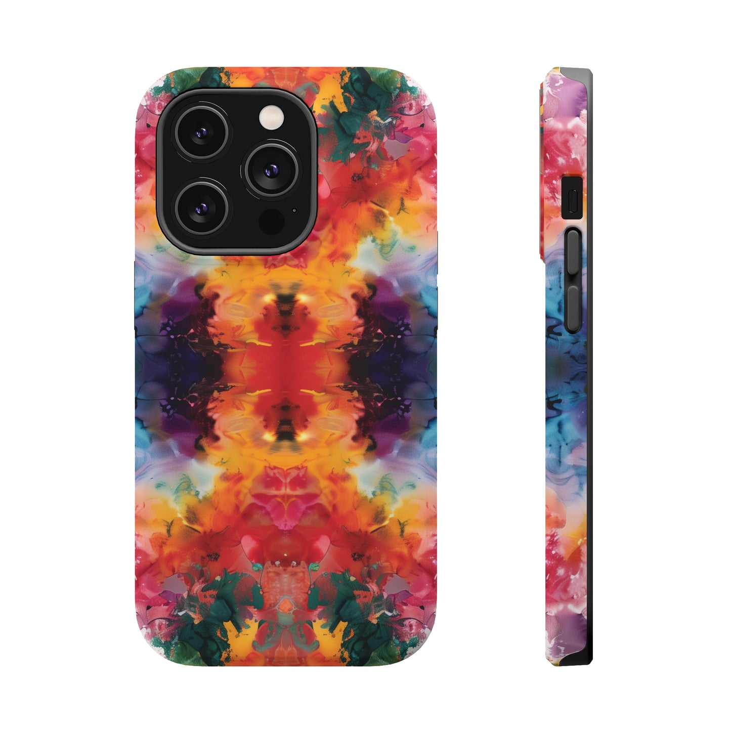 Tie-Dye Dream Vibrant Pattern iPhone 13 14 15 Pro Max Plus Case Compatible with MagSafe Tough Cases Protection, Magnetic Phone Case for iPhone  Classic Series