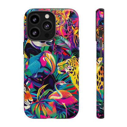 Animal Collage Pattern iPhone 13 14 15 16 Pro Max Plus Case Wireless Charging Compatible Tough Cases Protection, Magnetic Phone Case for iPhone Classic Series