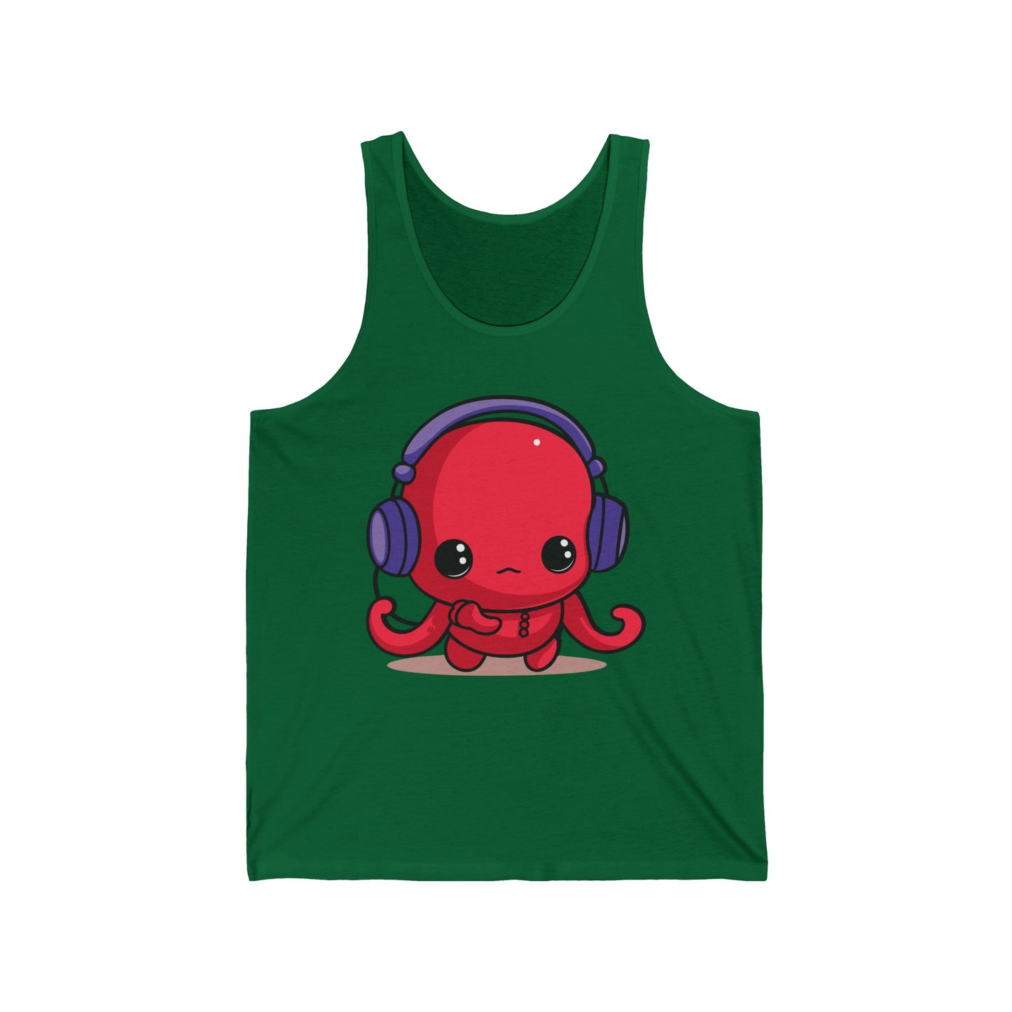 Cute Kawaii Octopus Cartoon Wearing Headphones Music Pop Tank Top For Men Women Tank Top