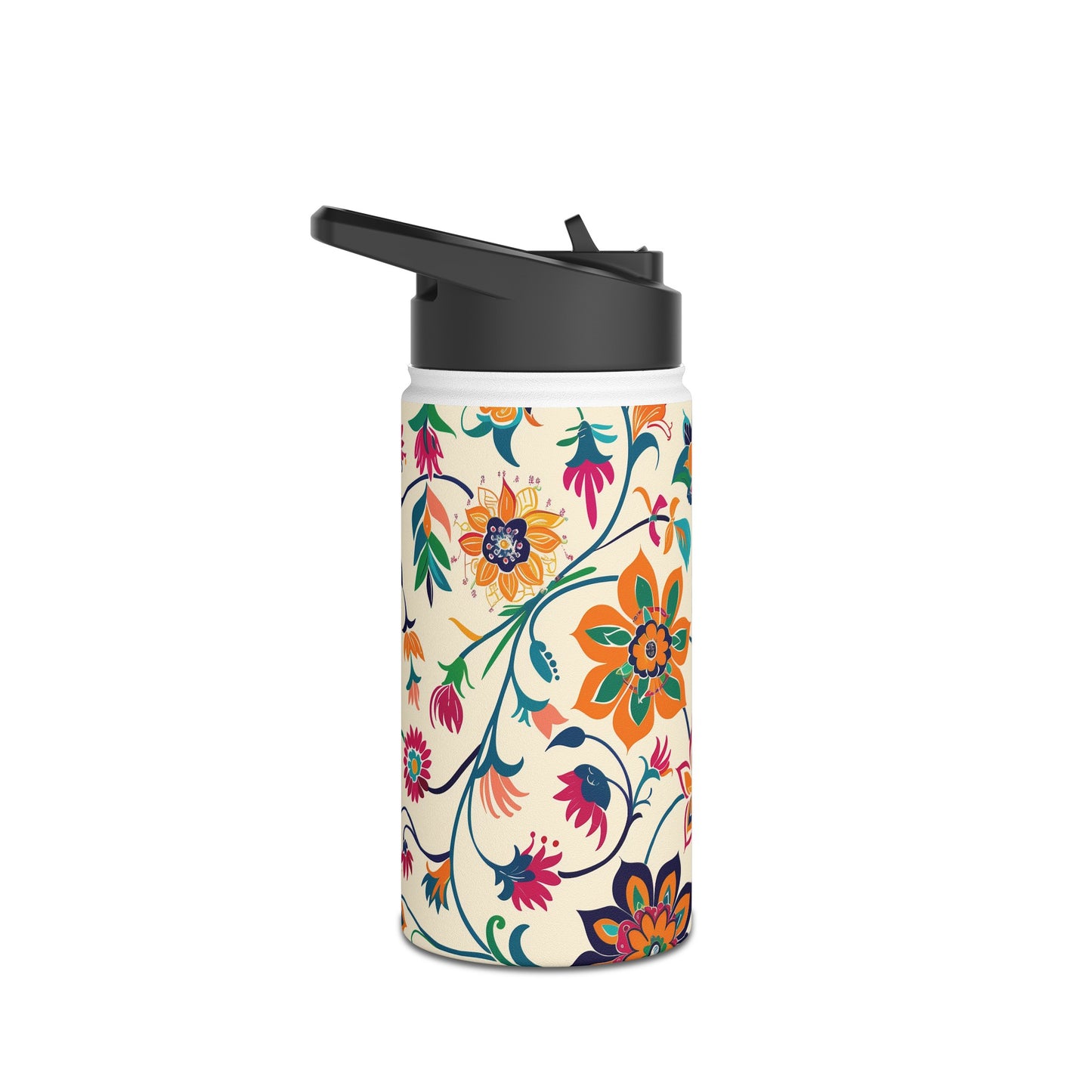 Fiesta Fiesta White Pattern Stainless Steel Water Bottle with Twist-on Lid and Double-Wall Vacuum Insulation