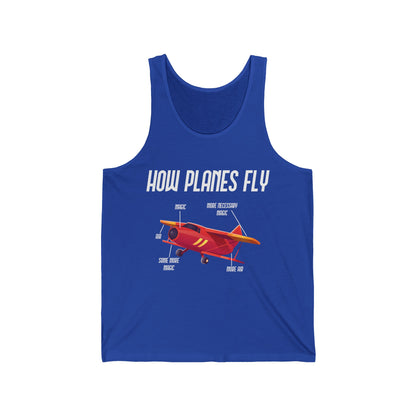 Funny How Planes Fly Airplane Parts Design for Flight Lovers Tank Tops For Men Women