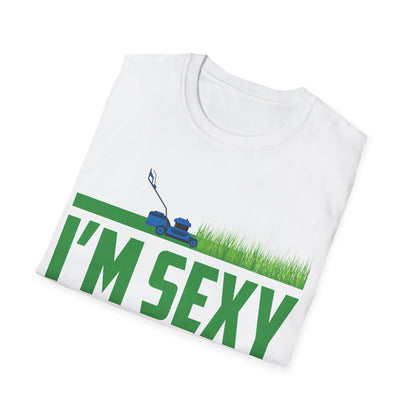 Funny Im Sexy and I Mow It Retro Grass Lawn Mower T-Shirt