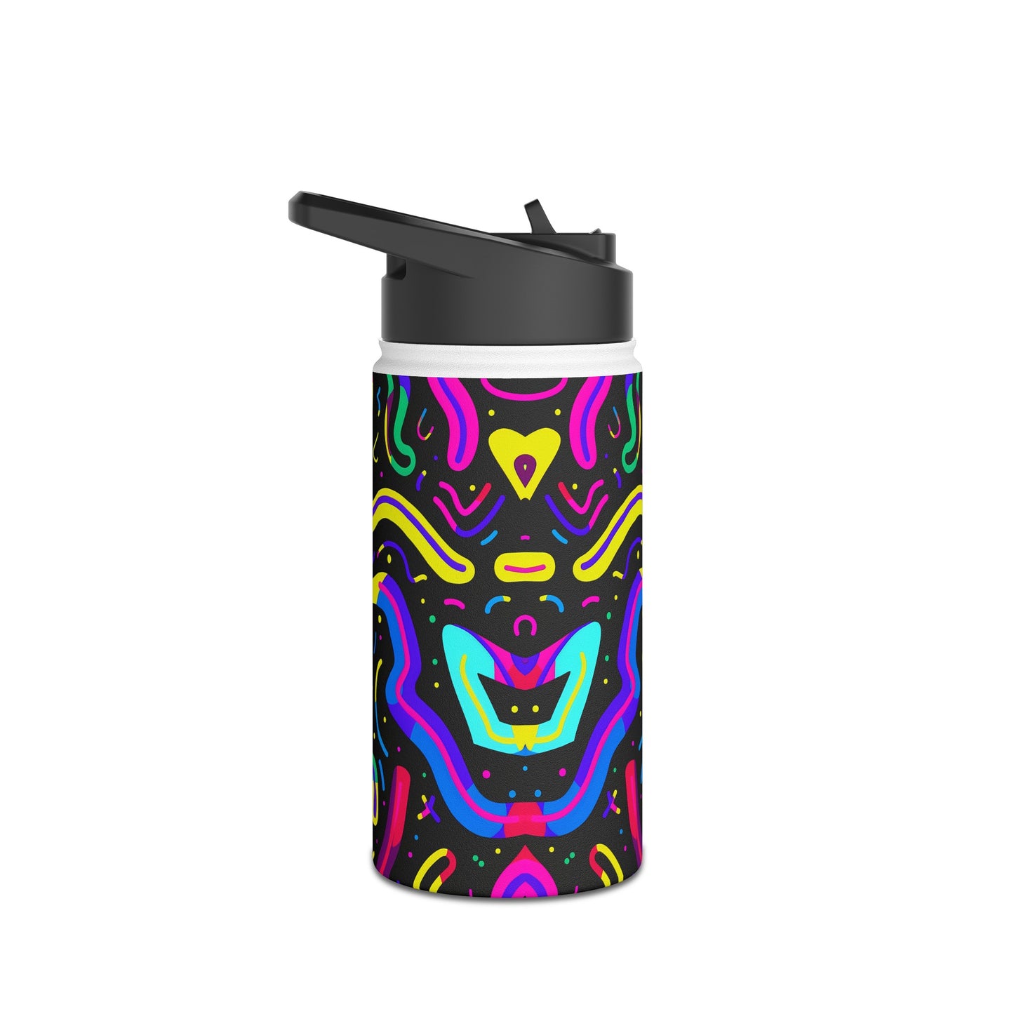 Neon Pattern Stainless Steel Water Bottle with Twist-on Lid and Double-Wall Vacuum Insulation