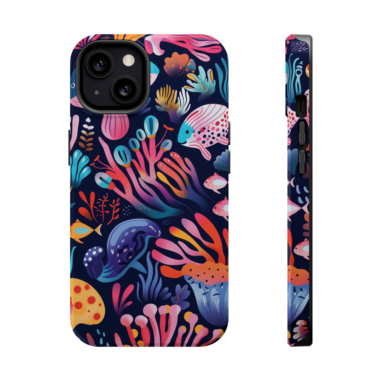 Underwater World Pattern iPhone 13 14 15 Pro Max Plus Case Compatible with MagSafe Tough Cases Protection, Magnetic Phone Case for iPhone  Classic Series