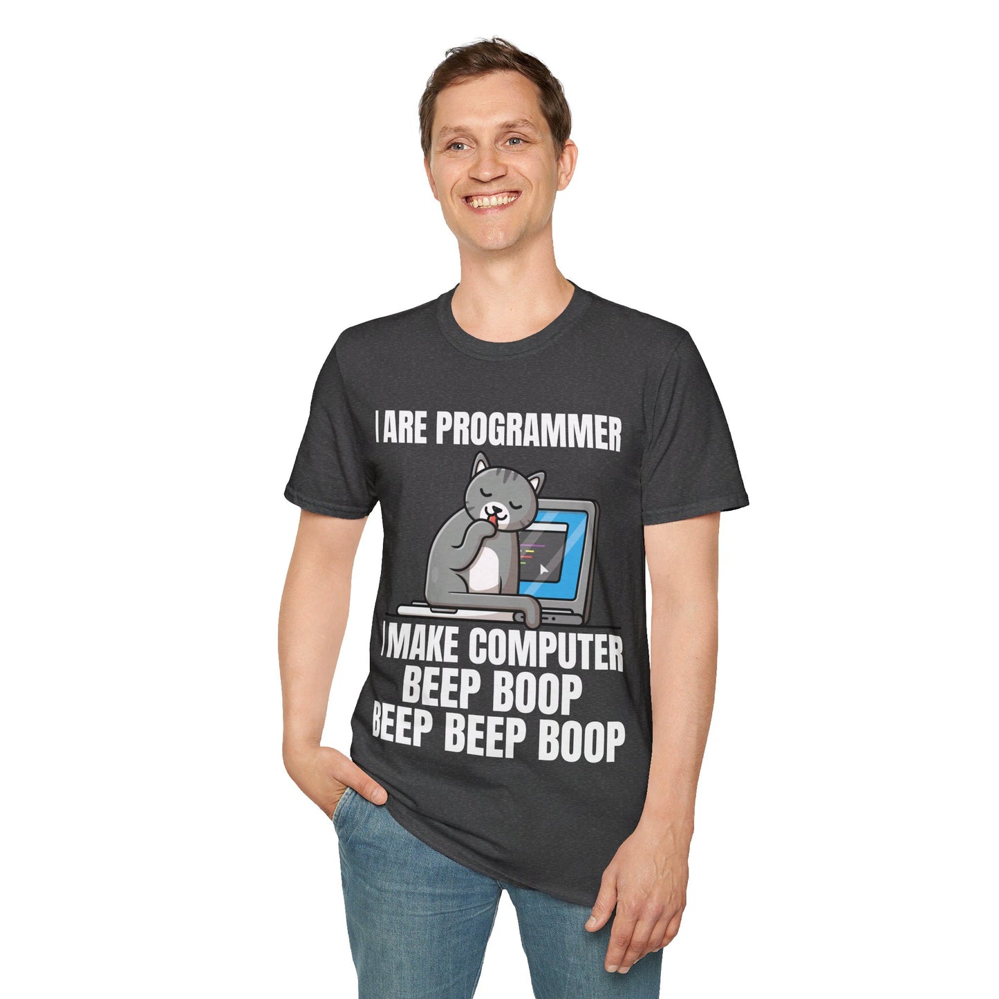 Funny I Are Programmer I Make Computer Beep Boop Cute Cat T-Shirt For Men Women T-Shirt