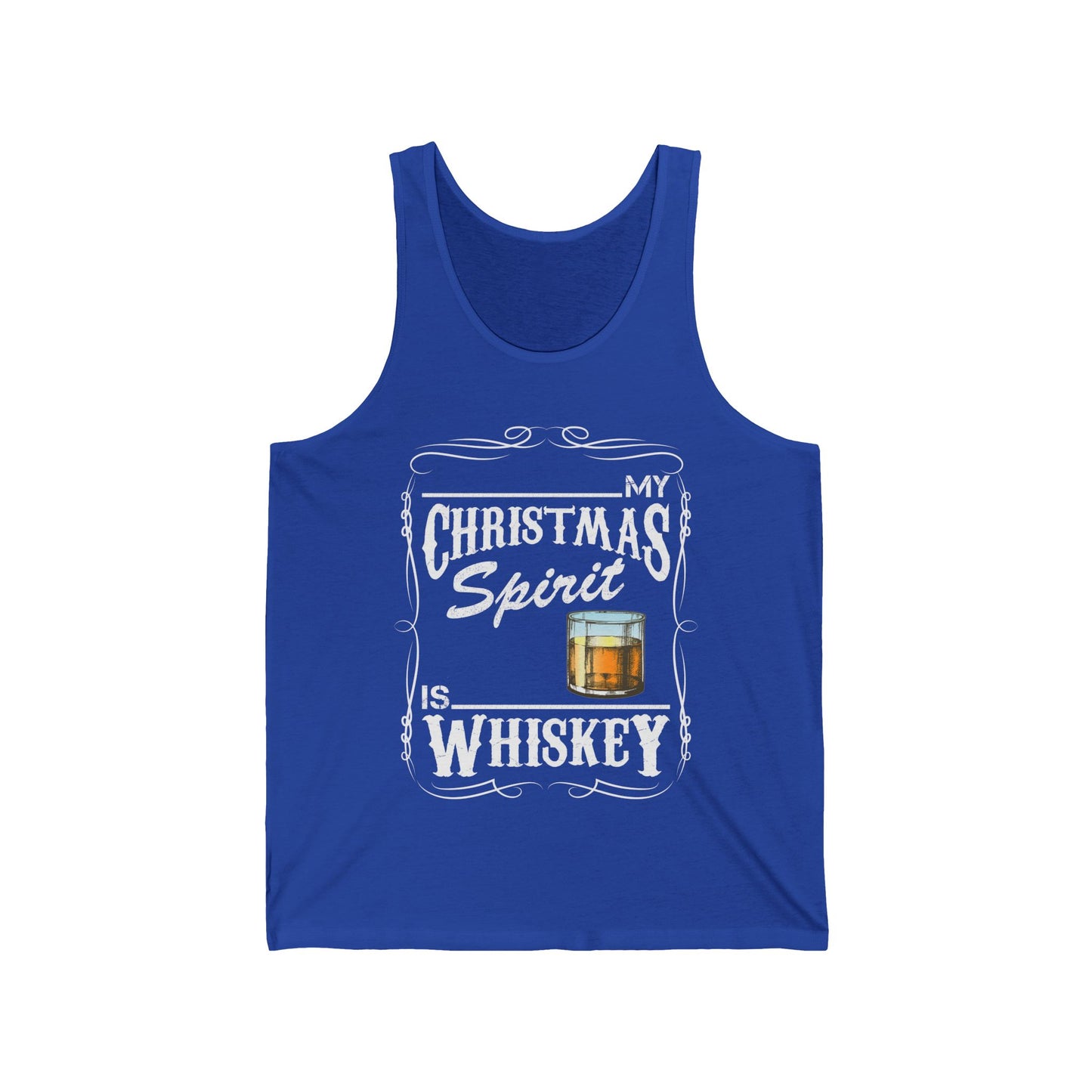 Funny Whiskey Is My Christmas Spirit Xmas Drinking Vintage Tank Top