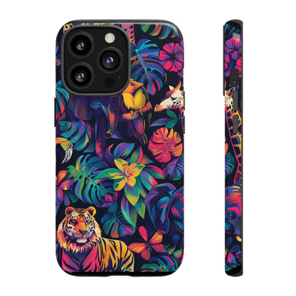 Animal Collage Vibrant Pattern iPhone 13 14 15 16 Pro Max Plus Case Wireless Charging Compatible Tough Cases Protection, Magnetic Phone Case for iPhone Classic Series