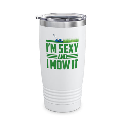 Funny Im Sexy and I Mow It Retro Grass Lawn Mower Tumbler