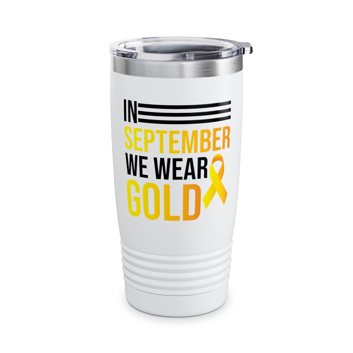 In September We Wear Gold Childhood Cancer Awareness Mug for Men Women Tumbler