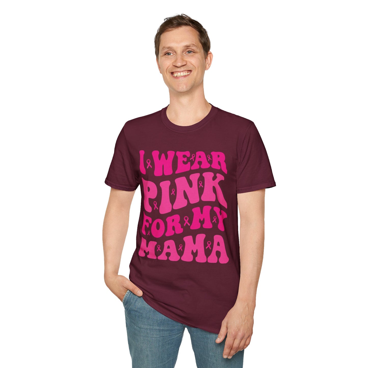 I Wear Pink For My Mama Ribbon Breast Cancer Support Squads T-Shirt For Men Women