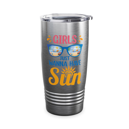 Funny Summer Girls Just Wanna Have Sun Beach Vacation Tumbler For Women