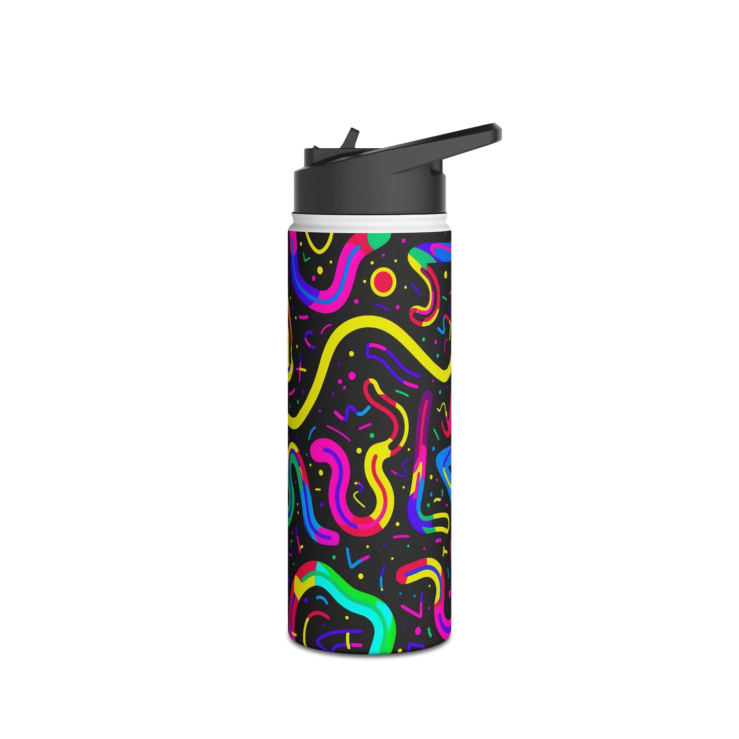 Neon Pattern Stainless Steel Water Bottle with Twist-on Lid and Double-Wall Vacuum Insulation