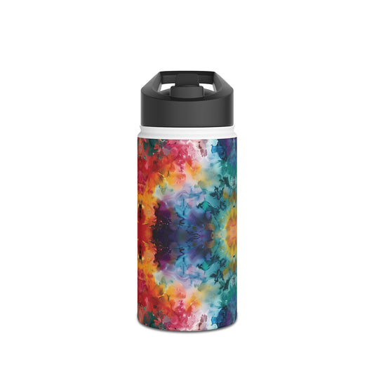 Tie-Dye Dream Vibrant Pattern Stainless Steel Water Bottle with Twist-on Lid and Double-Wall Vacuum Insulation