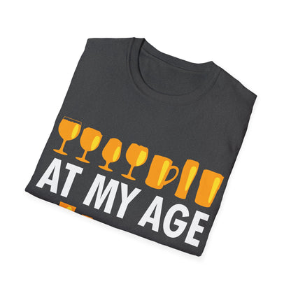 Funny Beer Wine Drinking Shirt at My Age I Need Glasses T-Shirt Men Women