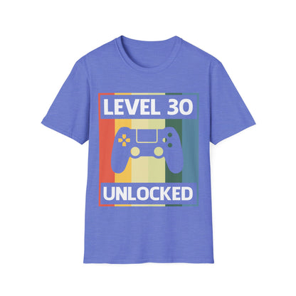 Funny Level 30 Unlocked Video Gamer Gaming 30th Birthday T-Shirt for Men Women