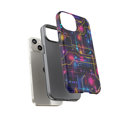 Cyberpunk Neon Vibrant Pattern iPhone 13 14 15 16 Pro Max Plus Case Wireless Charging Compatible Tough Cases Protection, Magnetic Phone Case for iPhone Classic Series