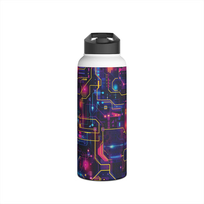 Cyberpunk Neon Vibran Pattern Stainless Steel Water Bottle with Twist-on Lid and Double-Wall Vacuum Insulation