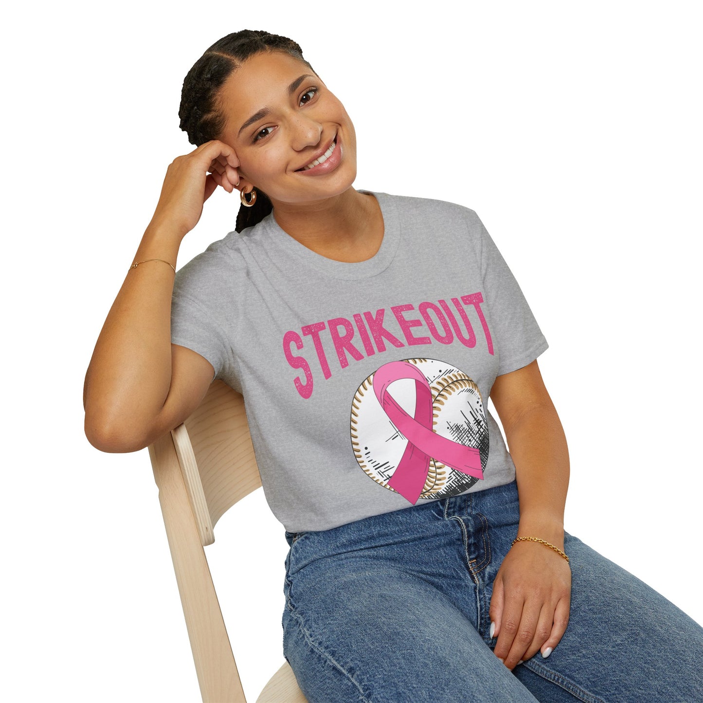 Strike Out Breast Cancer Baseball Fight Awareness T-Shirt Men Women