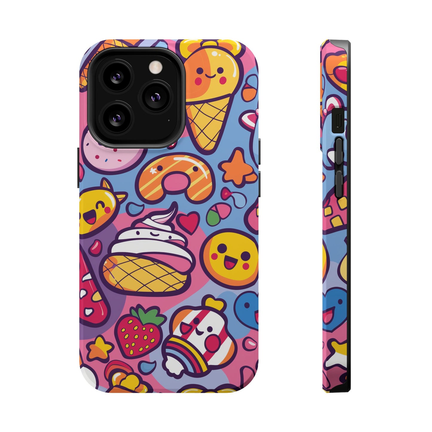 Kawaii Candyland Pattern iPhone 13 14 15 Pro Max Plus Case Compatible with MagSafe Tough Cases Protection, Magnetic Phone Case for iPhone  Classic Series