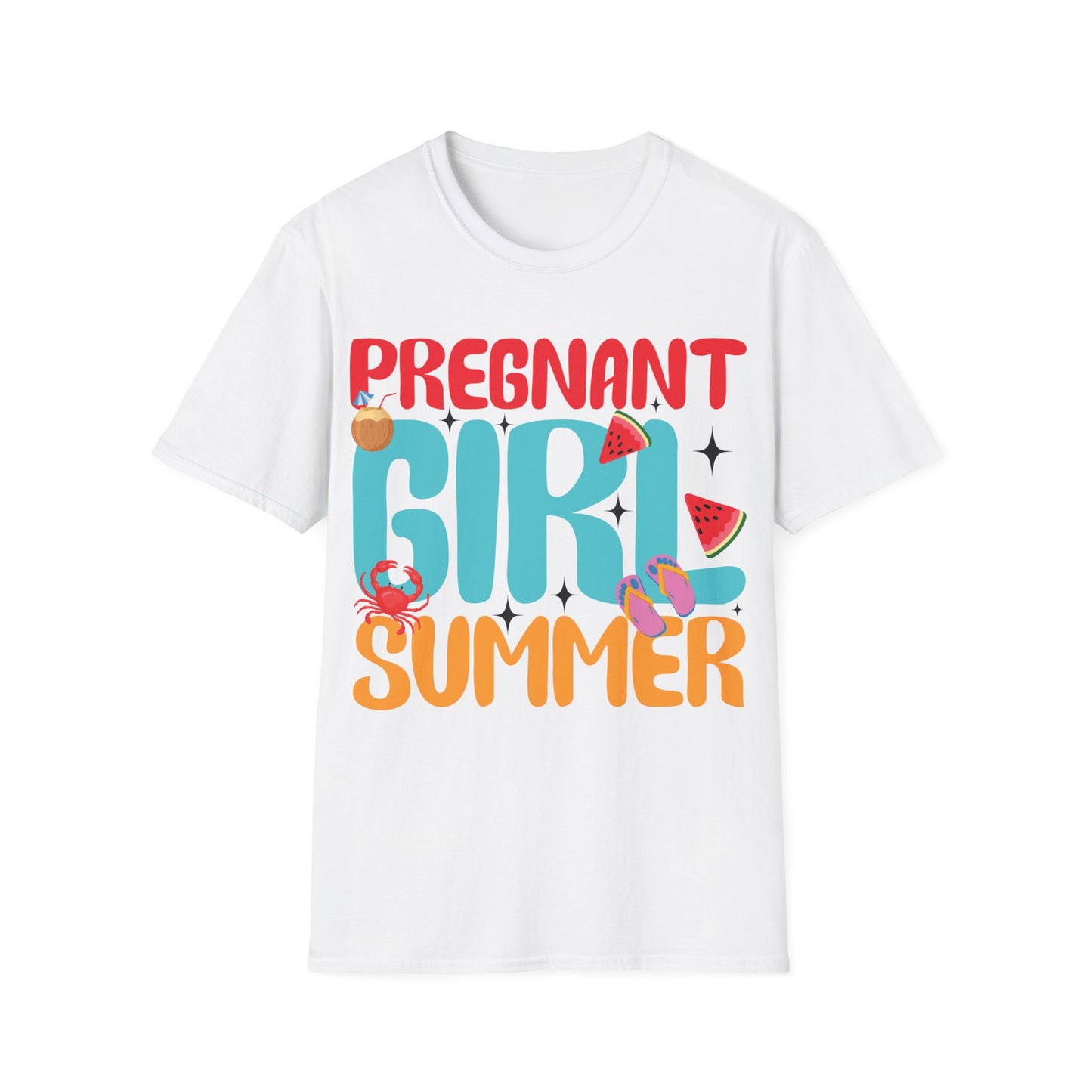 Groovy Pregnancy Reveal Pregnant Girl Summer T-Shirt For Baby Shower T-Shirt