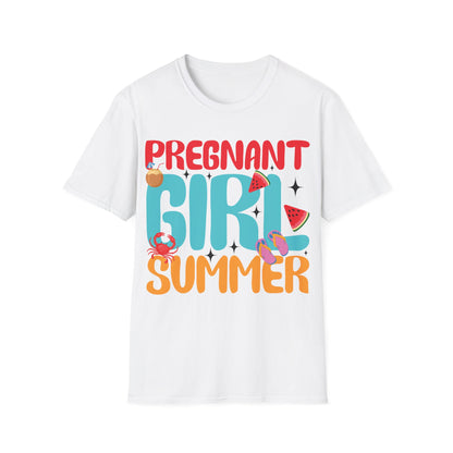 Groovy Pregnancy Reveal Pregnant Girl Summer T-Shirt For Baby Shower T-Shirt