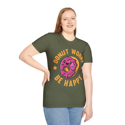 Funny Donut Worry Be Happy Foodie Donut Lovers T-Shirt For Men Women T-Shirt