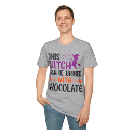 Funny Halloween This Witch Can Be Bribed With Chocolate Lovers Halloween Party T-Shirt Girls Women