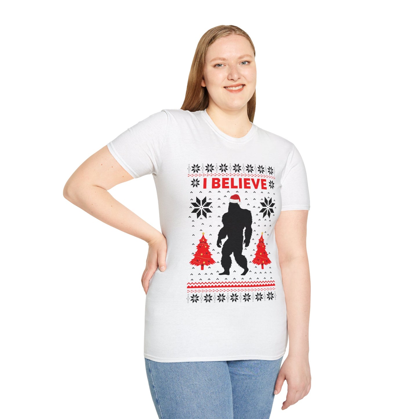 I Believe Sasquatch Big Foot Ugly Funny X-mas Holiday Christmas Jumper T-Shirt