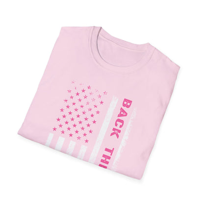 Back The Pink USA Flag Pink Breast Cancer Awareness October Tshirt