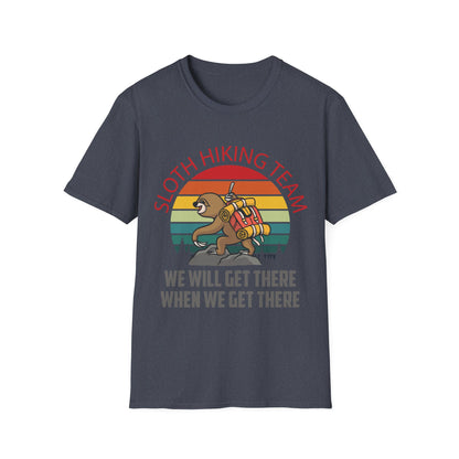 Retro Sloth Hiking Team We'll Get There When We Get There Hikers Hiking T-Shirt