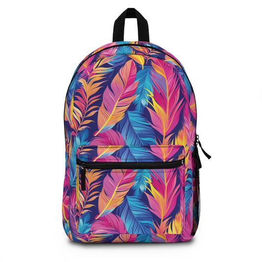 Colorful Feathers Pattern Backpacks for Men Women Kids School Travel, Capacity School Backpacks