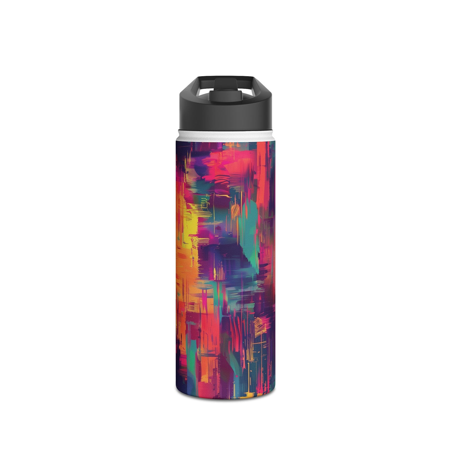 Glitch Art Pattern Stainless Steel Water Bottle with Twist-on Lid and Double-Wall Vacuum Insulation