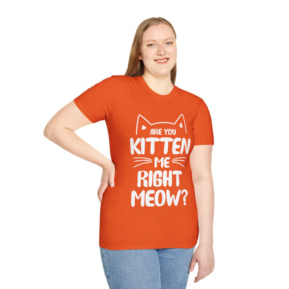 Funny Are You Kitten Me Right Meow T-Shirt Cat Joke Shirt Men Women