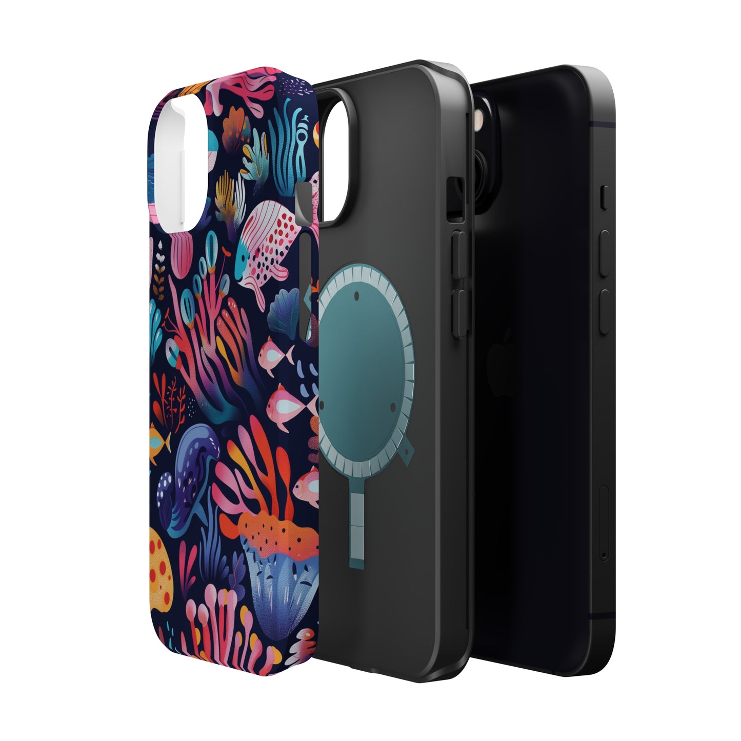 Underwater World Pattern iPhone 13 14 15 Pro Max Plus Case Compatible with MagSafe Tough Cases Protection, Magnetic Phone Case for iPhone  Classic Series