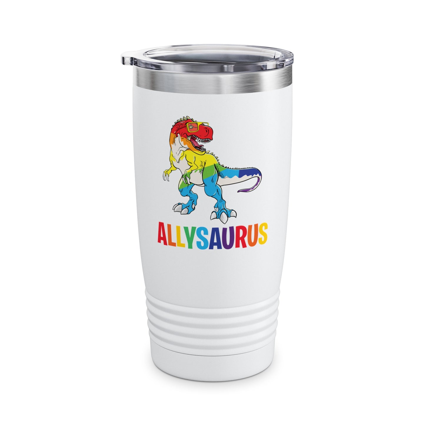 Allysaurus Dinosaur In Rainbow Flag For Ally LGBT Pride Gift Tumbler