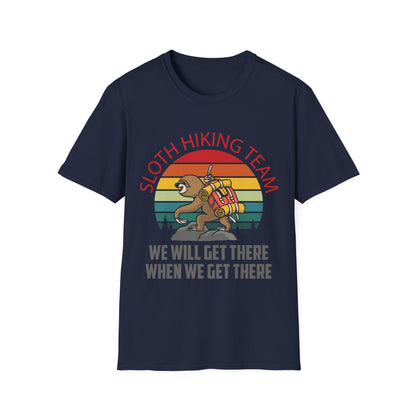 Retro Sloth Hiking Team We'll Get There When We Get There Hikers Hiking T-Shirt